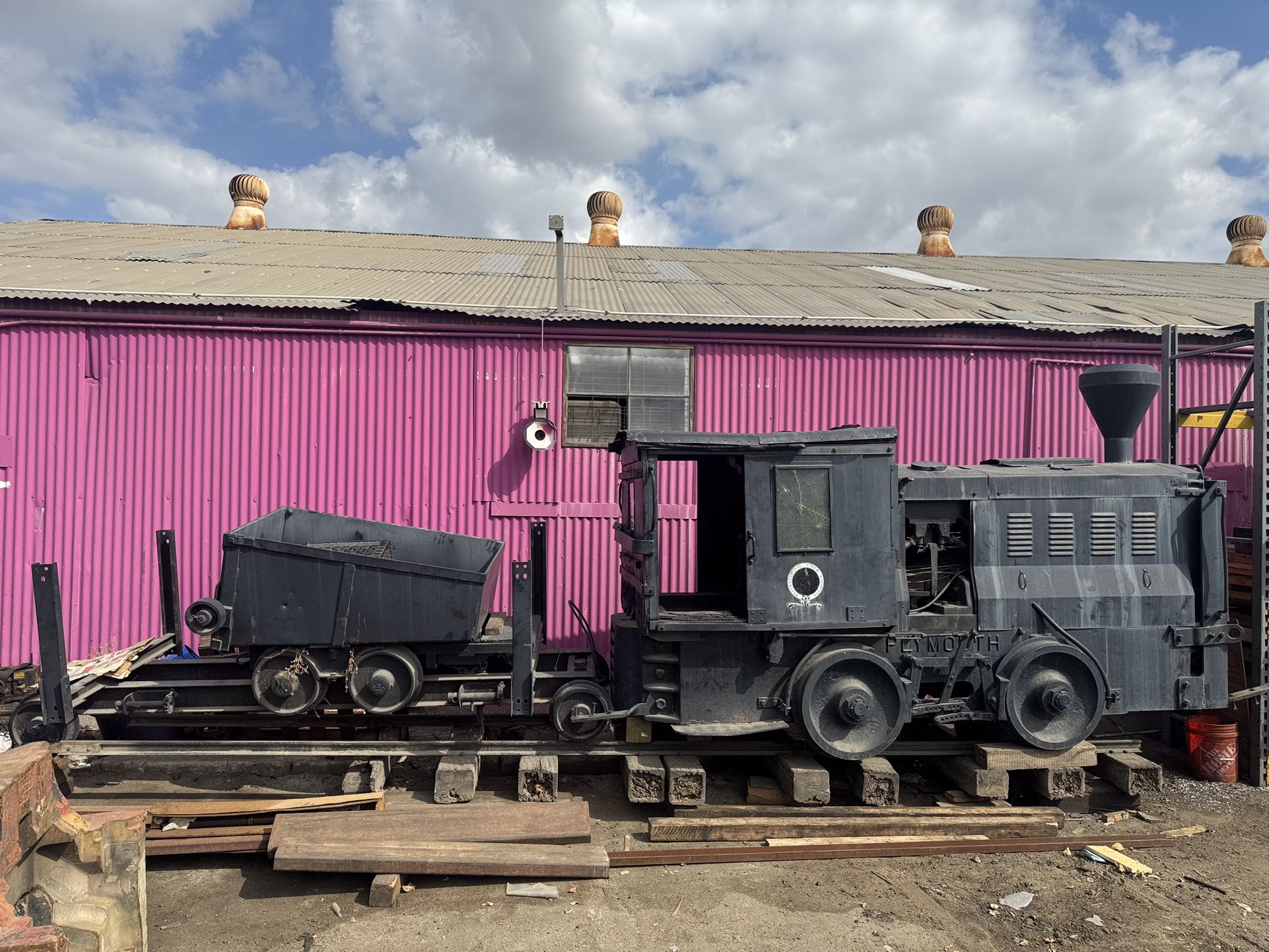 Vintage Plymouth Industrial Locomotive with Rails - Ideal for Restoration or Collection