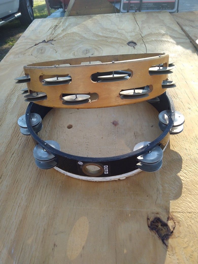 2 VINTAGE. 10 INCH TAMBOURINE.