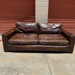 🛋  Restoration Hardware Leather Sofa 🚚 DELIVERY AVAILABLE