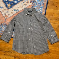 NWOT Port Authority Men's Black Checkered Shirt