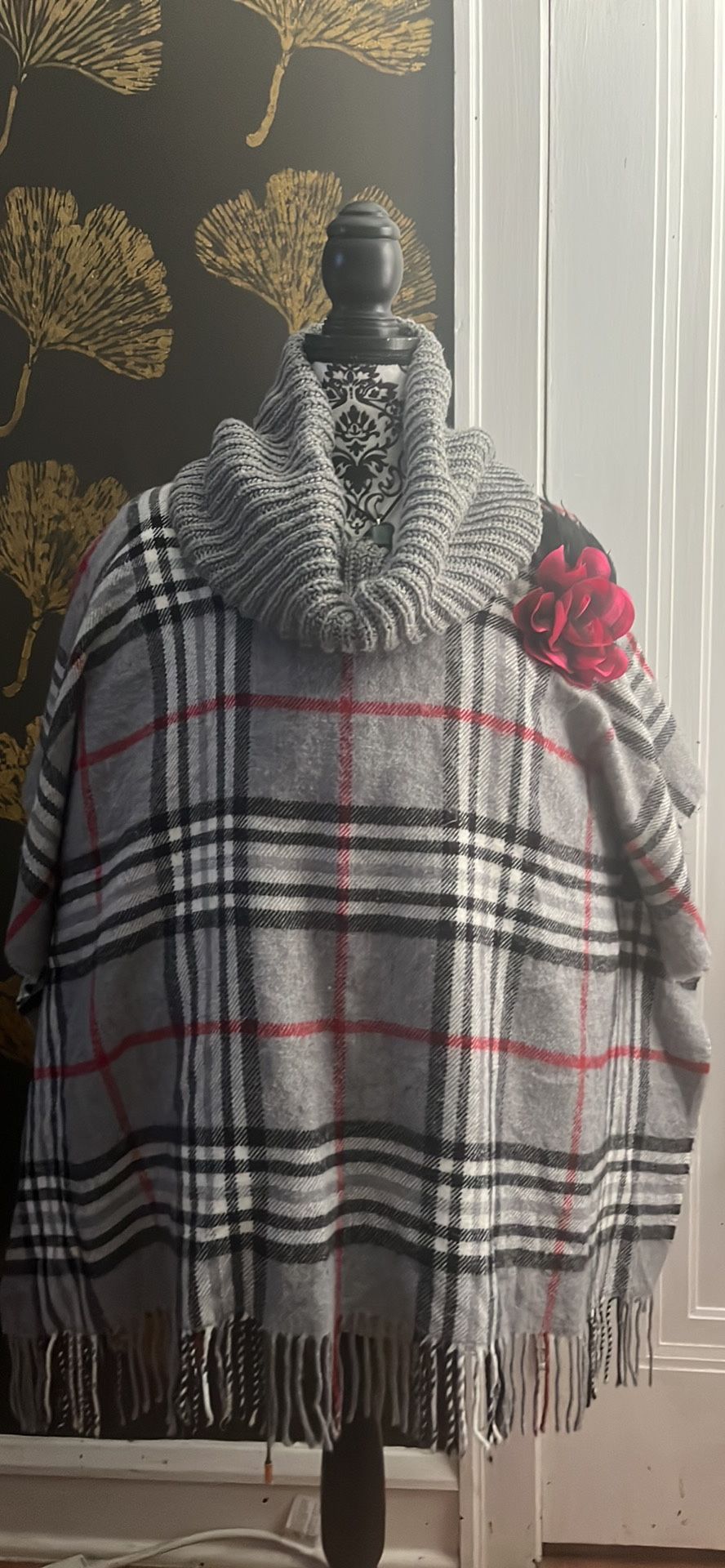Plaid Pullover Poncho