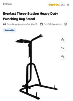Everlast 3-Station Heavy Duty Punching Bag Stand with Bags & Gloves