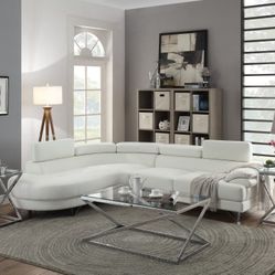Brand New White Leather Modern Style Sectional Sofa 