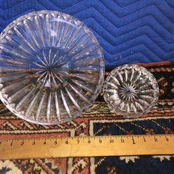 2 Round Heavy Leaded Crystal Dishes 
