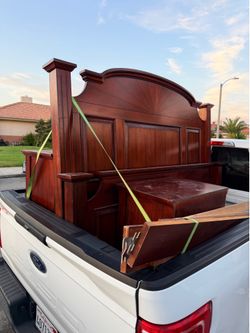 Bed frame dresser with mirror and one nightstand