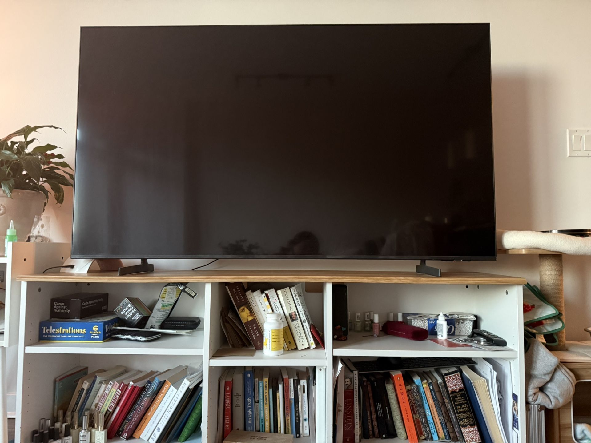 White Media Console with Bookshelves