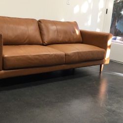 Faux Leather Cognac Couch 