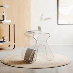 UMBRA Acrylic Magino Stool / End Table with NOVUS Plastic Clean & Shine + Scratch Remover