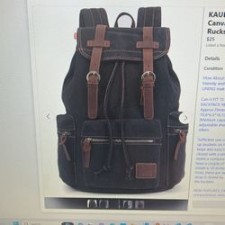 Kaukko Vintage casual Canvas And Leather Rucksack Backpack
