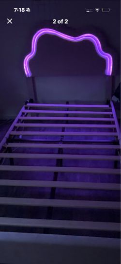 Bed Frame with LED Cloud Headboard