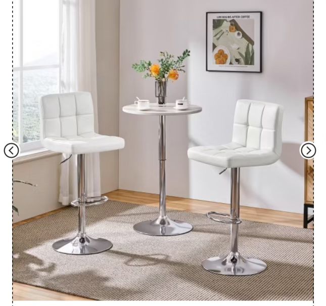 Leather Swivel Bar Stools Chairs 2pcs