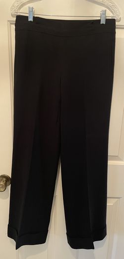 Ann Taylor Audrey Black Wide Leg Cuffed Dress Pants Side Zip Trousers Size 2