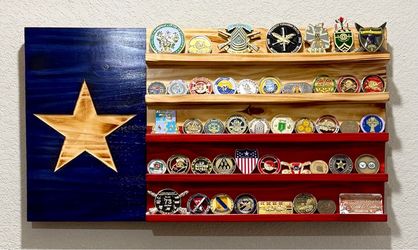 30” x 16” Texas Flag Wall Coin Holder