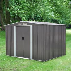 (New in box need assemble) 6' L x 8' W x 6.3' H Metal Storage Shed Outdoor Garden Backyard 6x8 Storage