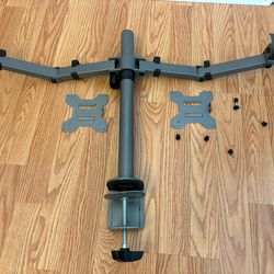 VIVO Dual Monitor Desk Mount, Heavy Duty Fully Adjustable Steel Stand, Holds 2 Computer Screens up to 30 inches and Max 22lbs Each, Gray Color, STAND-