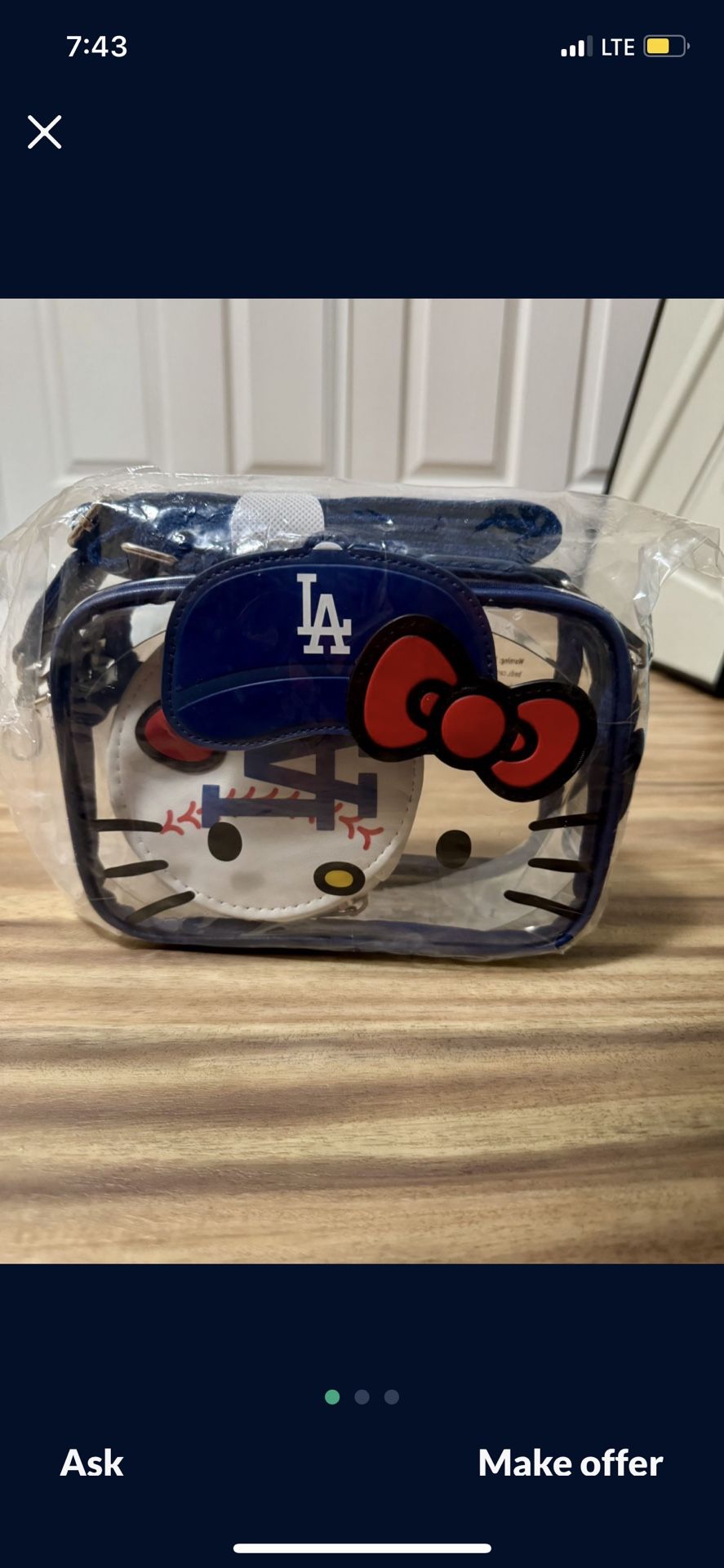 Hello Kitty Dodger Purse With Coin Purse