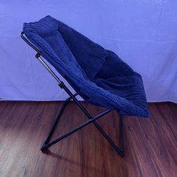 Comfy Foldable Saucer Chair – Navy Corduroy Style Cushion