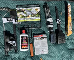 Grill Set Brushes Tools Mat Combo