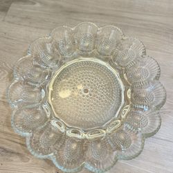 Deviled Egg Plate Vintage LE Smith Clear 11" Glass Round crystal serving tray