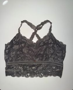 Jadyk Floral Lace Racerback Bralette Bra Gray L/XL Wireless Pullover Adjustable
