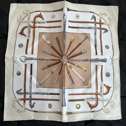 Hermès Paris silk scarf (approx. 16” x 16”).