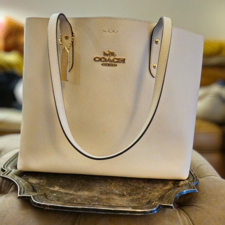 White Leather Coach Handbag