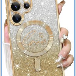 Fiyart Gold Glitter Phone Case For Samsung S24 Ultra 6.8” 
