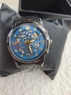KASRLUO  Blue Skeleton Automatic Watch