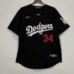 Dodgers Valenzuela #34 Black Jersey (fully Stitched )  