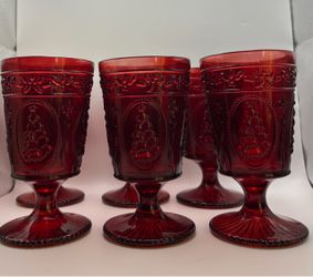 Christmas Glass/Water Goblets Set of 6 Christmas Tree