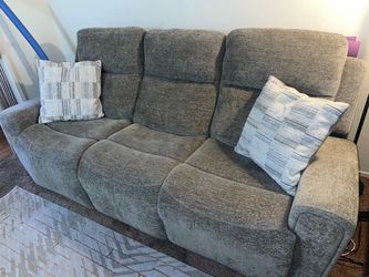 Gray Fabric 3-Seat Recliner Sofa