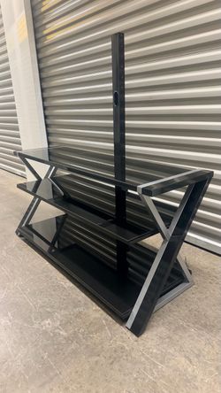 TV CONSOLE CENTER BLACK GLASS TV STAND