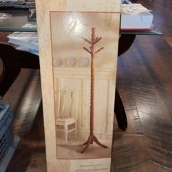 Coat And Hat Rack (Oak Finish)