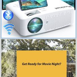 Native 1080P 15000 Lumens 5G WiFi Bluetooth Projector, 600ANSI Outdoor Movie Proyector Supports 4K, 5G/2.4G WiFi and Bluetooth 5.1, Compatible with HD