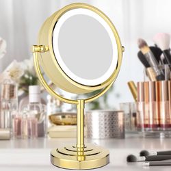8.5 Inch Tabletop LED Lighted Makeup Mirror with 10x Magnification