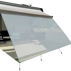 U2-RV Awning Sun Shade Screen 8' X 17' 3'' (Fit for 18' Awning)- Mesh Sunshade Block Patio Front Sun Light Motorhome Camping Trailer UV Sunblocker Can