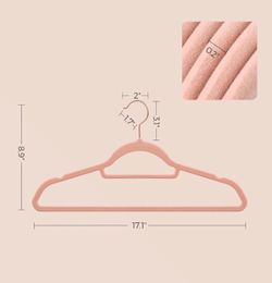 SONGMICS Velvet Hangers Clothes Hanger with Rose Gold Swivel Hook Non-Slip Set of 50 - Pink