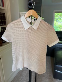 HEIN Waffle Knit Contrast Collar Short Sleeve