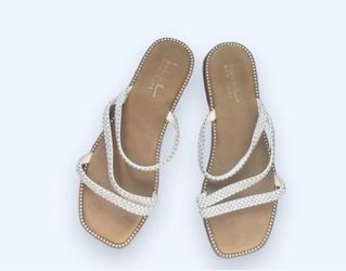 Isaac Miller New York Crystal Strappy Flat Sandals