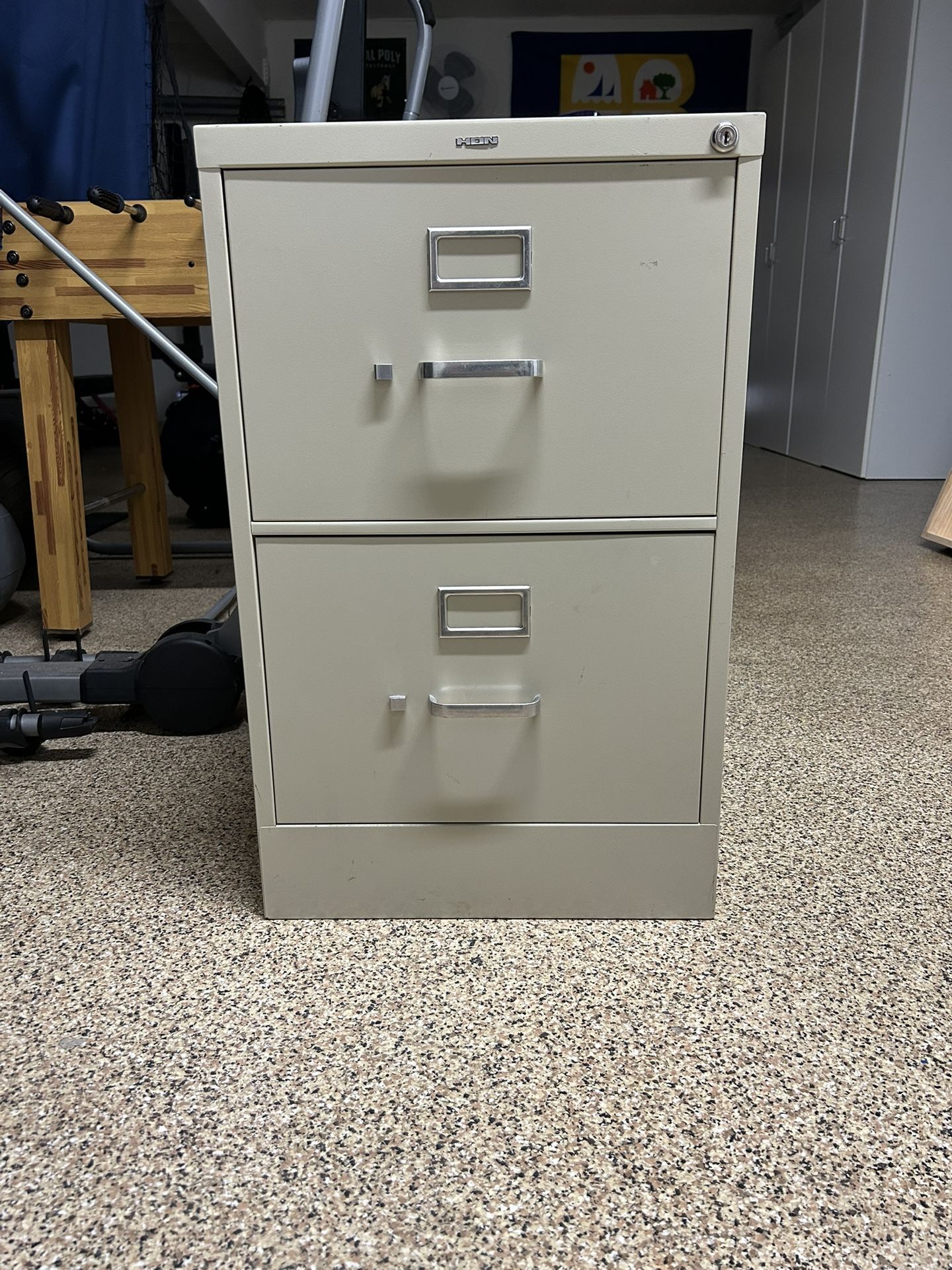 HON 2 Drawer File Cabinet, Tan 29”H x 25”D x 18.25” W
