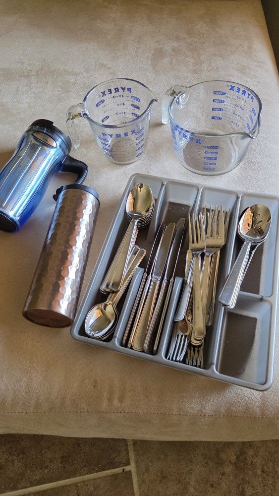 Kitchen Silverware And Insulated Coffee Cup