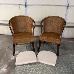 Set Of Rattan Chairs With Removable Cushions 