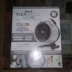 Brand new shark flex breeze Hydro go over 70 feet of portable cooling power, cordless or cord outdoor or indoor up to 12 hours battery run time