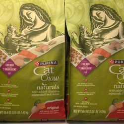 2 Purina Cat Chow Naturals (Original) Savory Real Chicken And Nutrient-rich Salmon 3.15LBs Bags