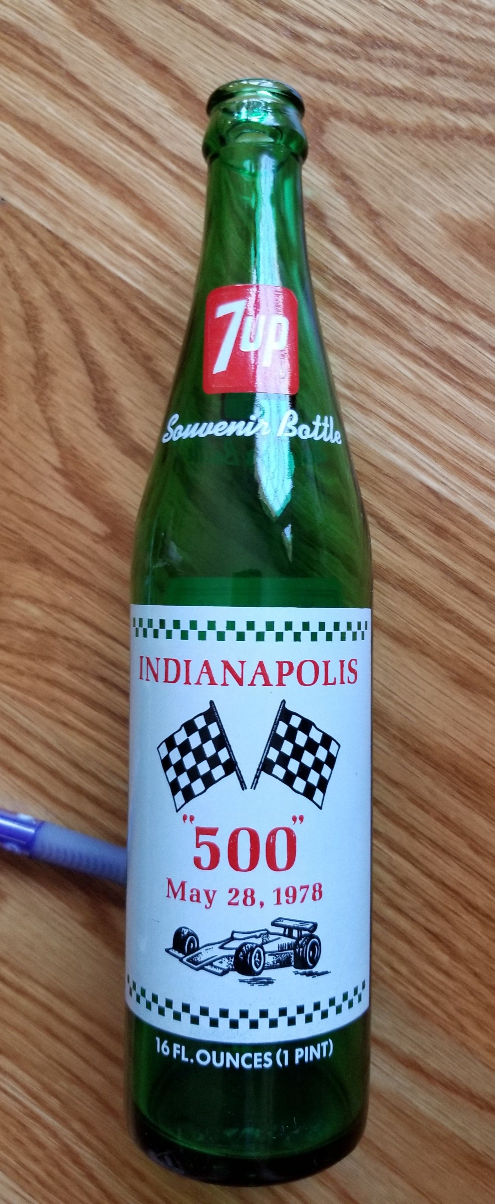 Vintage Seven-Up, 1978 Indy 500 bottle