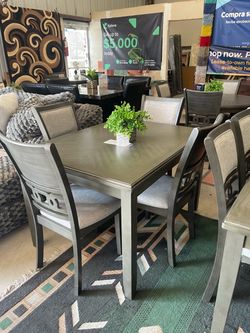Gray Dining Table Set with 4 chairs
