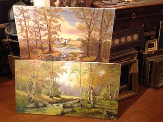 LANDSCAPE PAINTINGS ON ORIGINAL CANVAS 150$ FOR BOTH OR BEST OFFER PICK UP GARDENA OR DIAMOND BAR !