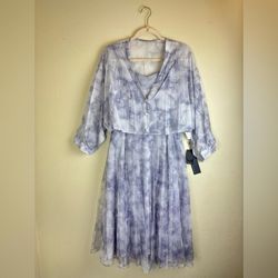 S DEER Chic Lavender Tie-Dye Midi Dress Size Large