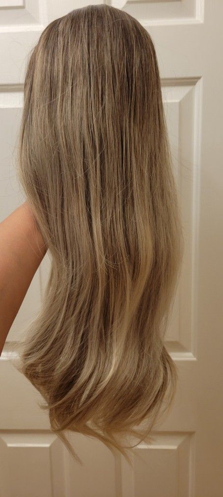 brand new black gray Ombre long straight layered with bangs 