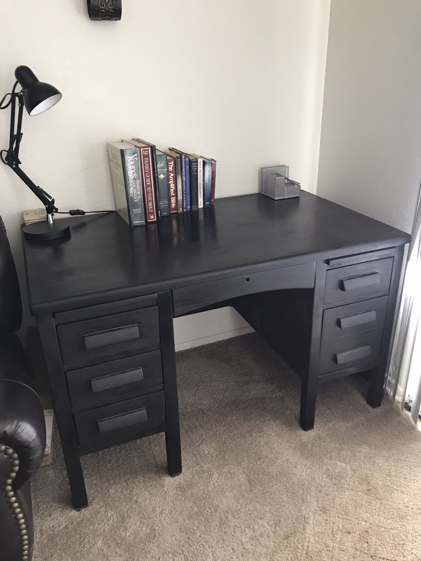 Black wood desk